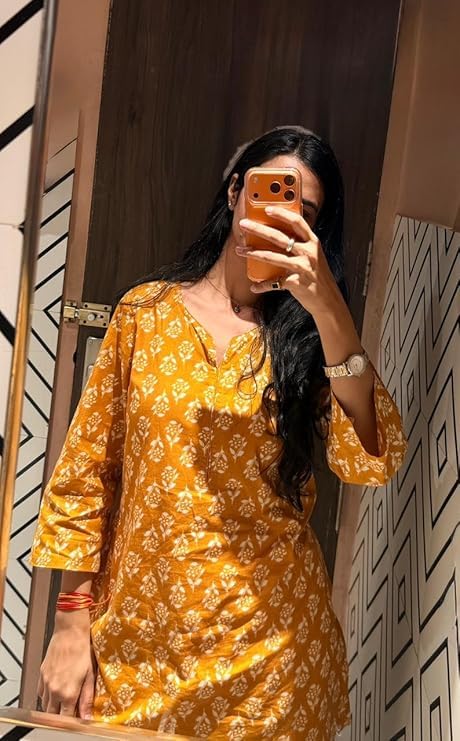 Image of Women's Cotton Farshi Salwar Suit Set | 3 /4 Sleeves, Plain Kurti