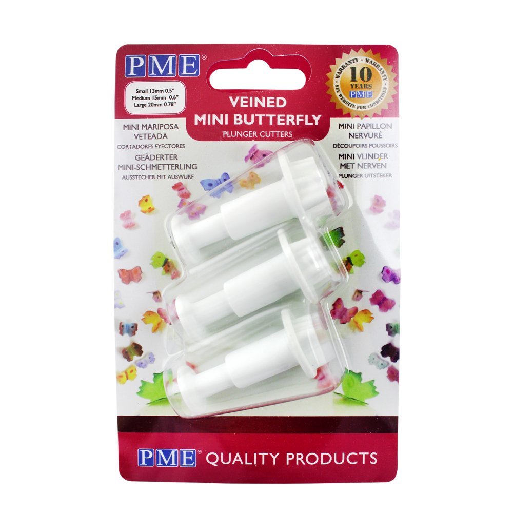 PMEButterfly Mini Plunger Cutters White 3-Pieces, 4.5 x 2.7 cm, BU911