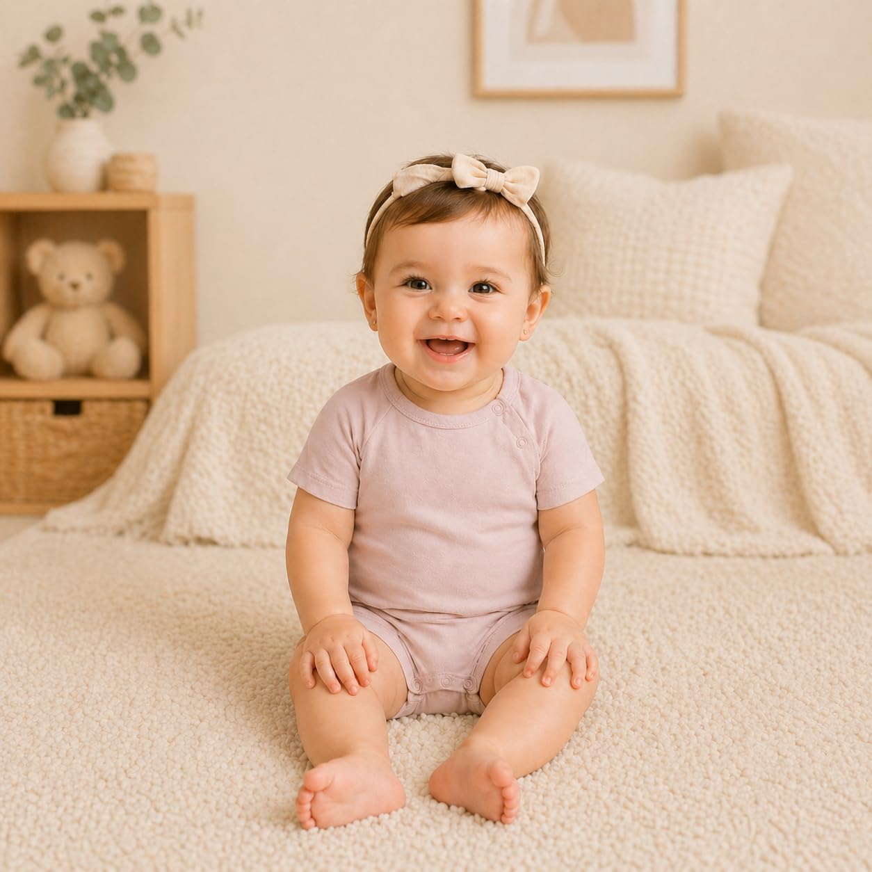 GUISBY Baby Romper 3-Pack Short Sleeve Rayon of Bamboo Bodysuit Set, 0-24M | Ultra-soft rayon of bamboo, breathable comfort, snap closure for easy diaper changes, envelope neckline, sleep & daily wear