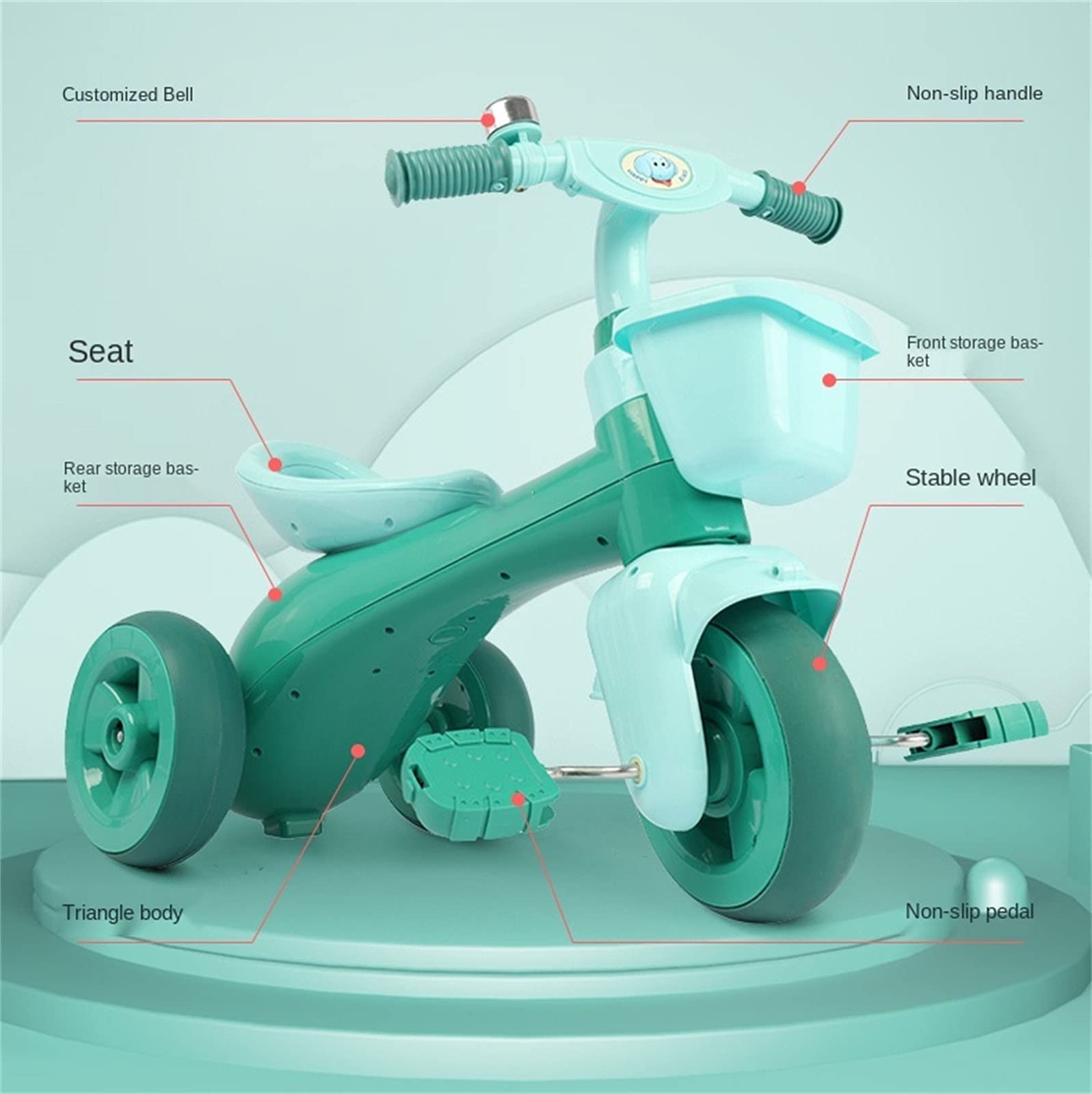 Toddler Tricycles Trike & Children Blance Bike for 2-6 Years Old Boys Girls Outdoor Riding Toys Birthday Gift for Kids,Green