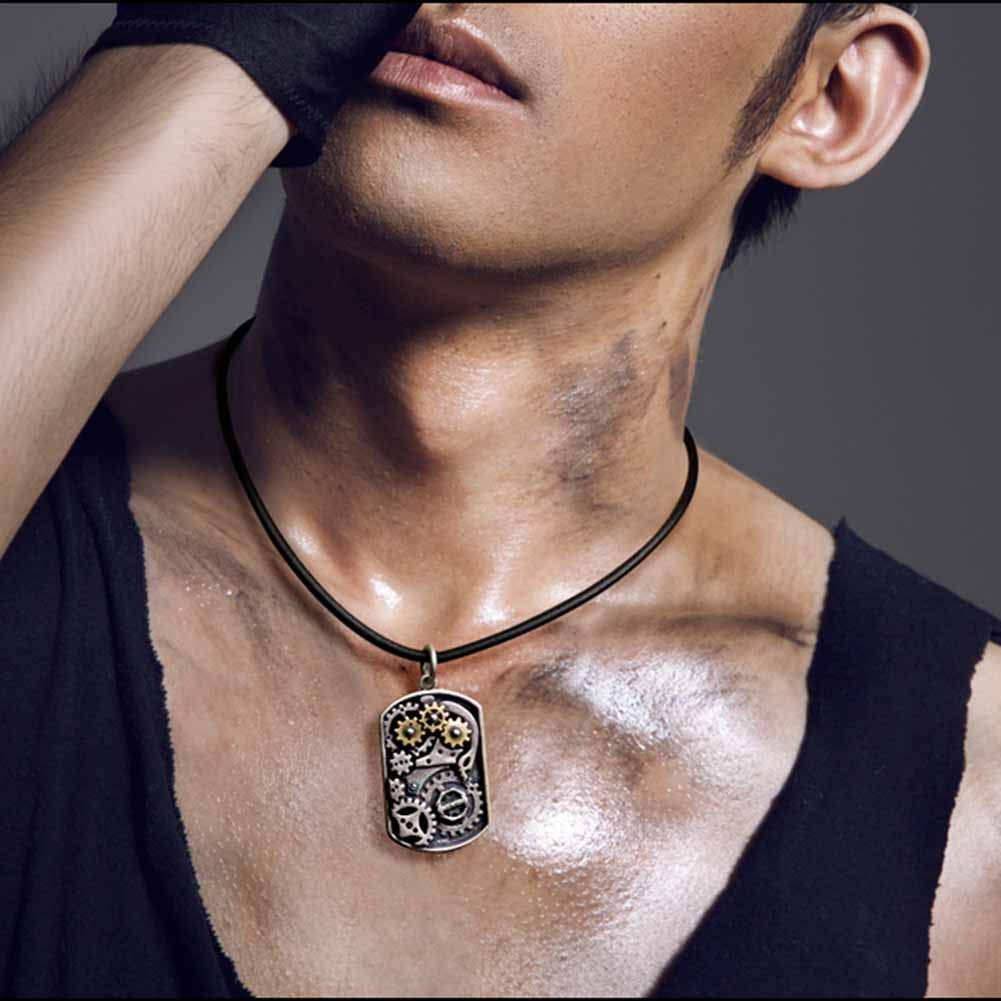 Męski sprzęt wisiorek naszyjnik stylowy vintage steampunk armia 925 Sterling naszyjnik biżuteria 1 szt. na prezent ulica, OZZKI,