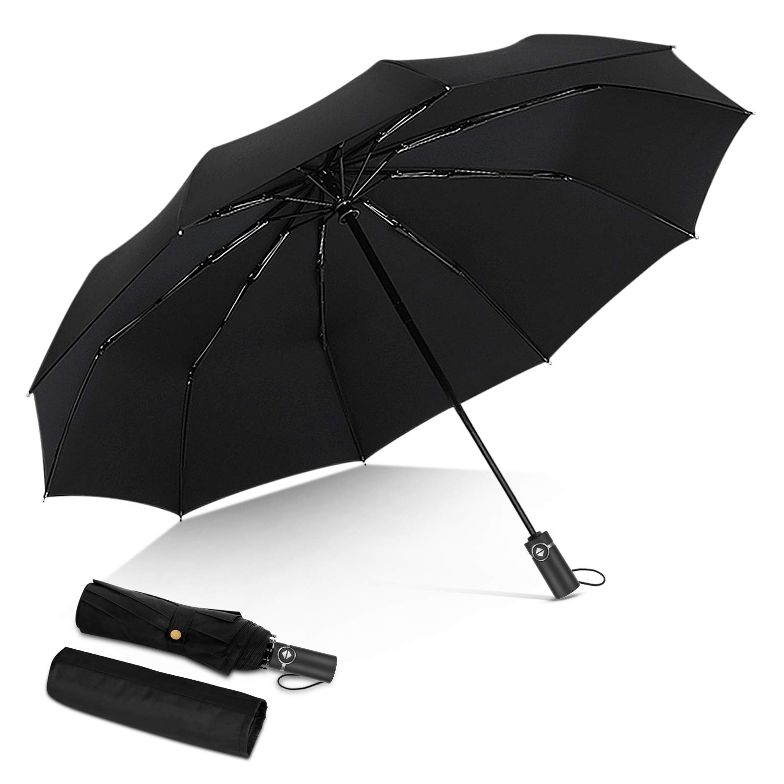 DORRISO Strongest Windproof Travel Umbrella Automatic Folding Rain Umbrella Portable Compact Superior Business Durable Premium Handle for Mens Womens Umbrellas Fits Car & Backpack