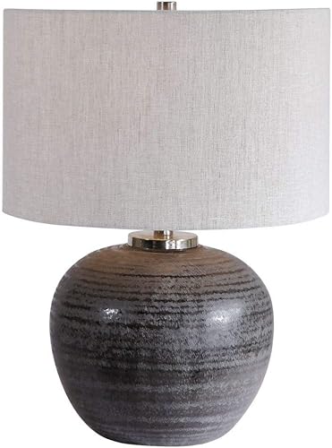 Uttermost Mikkel Lámpara de mesa de cerámica gris carbón