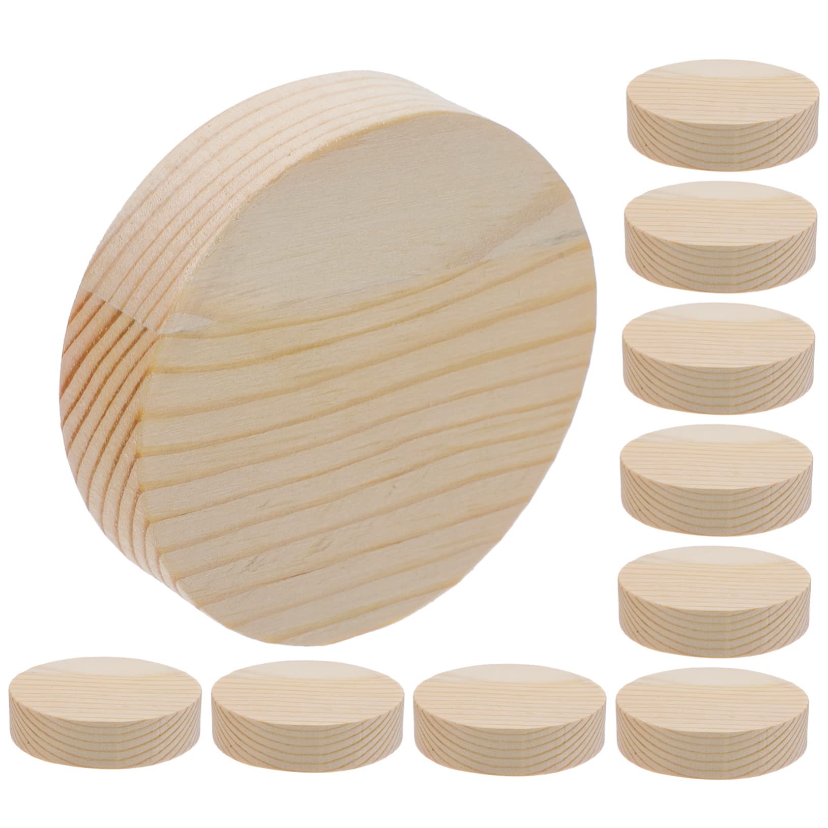 10 Stück Leere Runde Holzklötze zum Bemalen, Holzscheiben Ornamente | Glatte Oberfläche, Holz, Beige, 10stücke, für Holiday Decorations und Hand Painting, Kleine Holzscheiben Rund