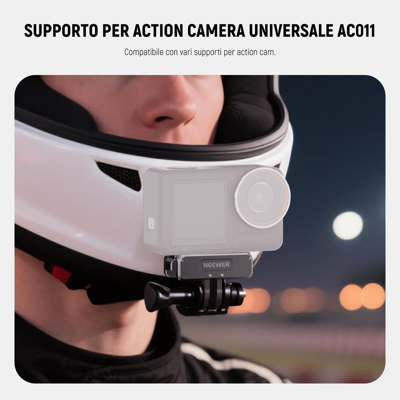 NEEWER Kit di Accessori Action Camera Compatibile con DJI Osmo Action 5 Pro/4/3, Attacco Cold Shoe, Supporto Magnetico a Sgancio Rapido e Adattatore a Testa Sfera, AC011+AC012+AC013, Grigio Scuro