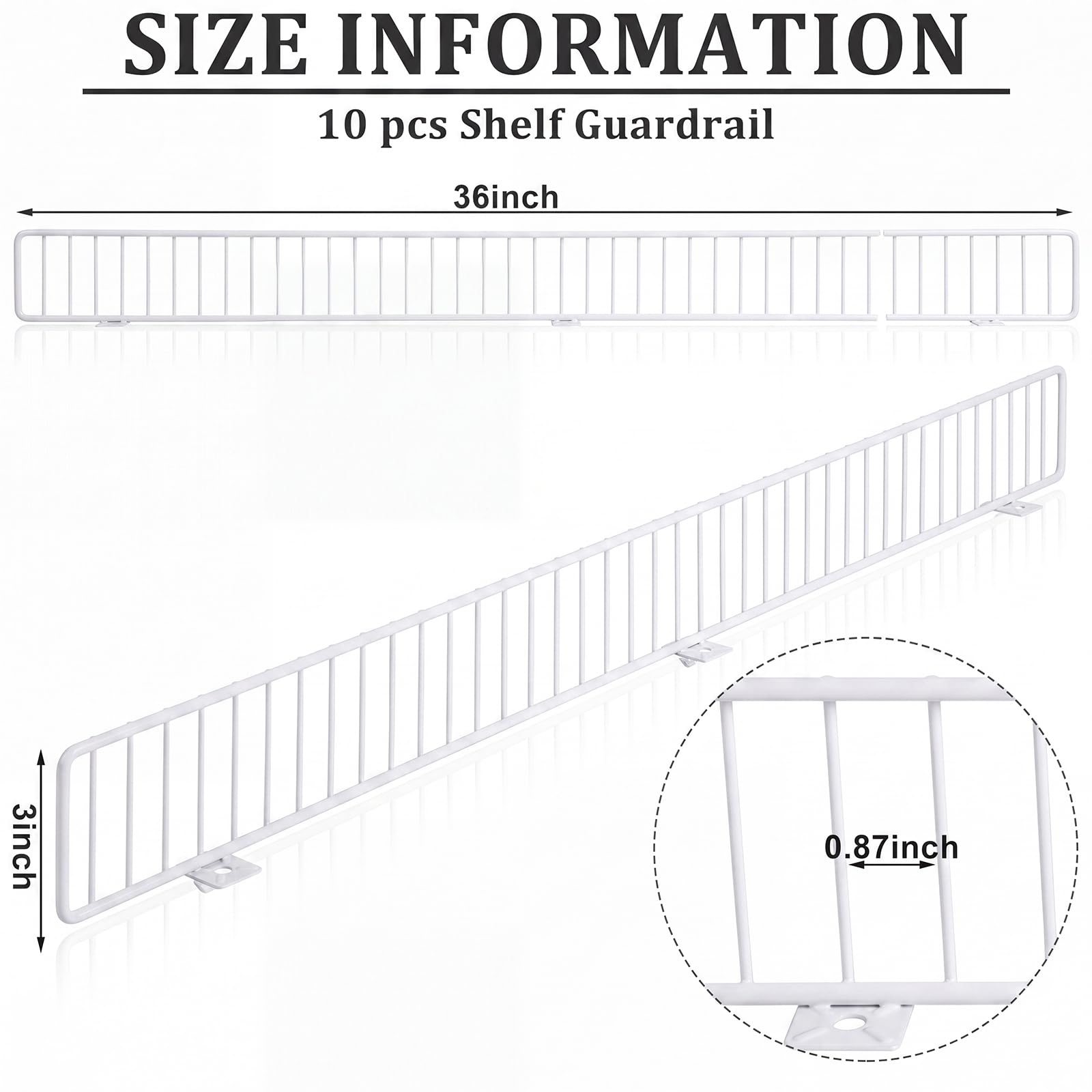 Yaocom Gondelregal für den Einzelhandel, 91,4 x 7,6 cm, stabiles Metall-Supermarkt-Geländer, Chrom, Warenorganisation, Leitblech, Display-Verbesserung für Einzelhandel, Geschäft, Obst, frische