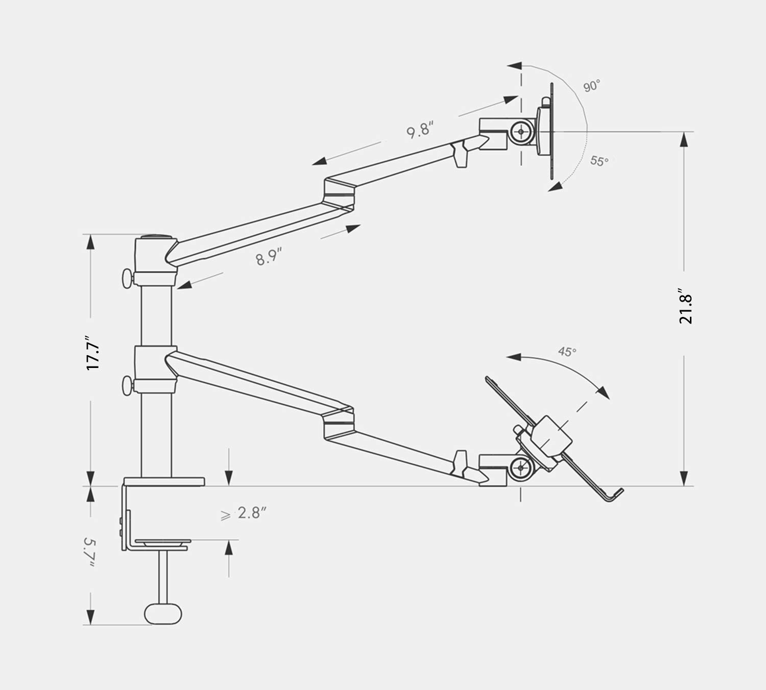 Monitor and Laptop Mount, 2 in1 Adjustable Dual Monitor Arm Desk Mounts,Single Monitor Arm for