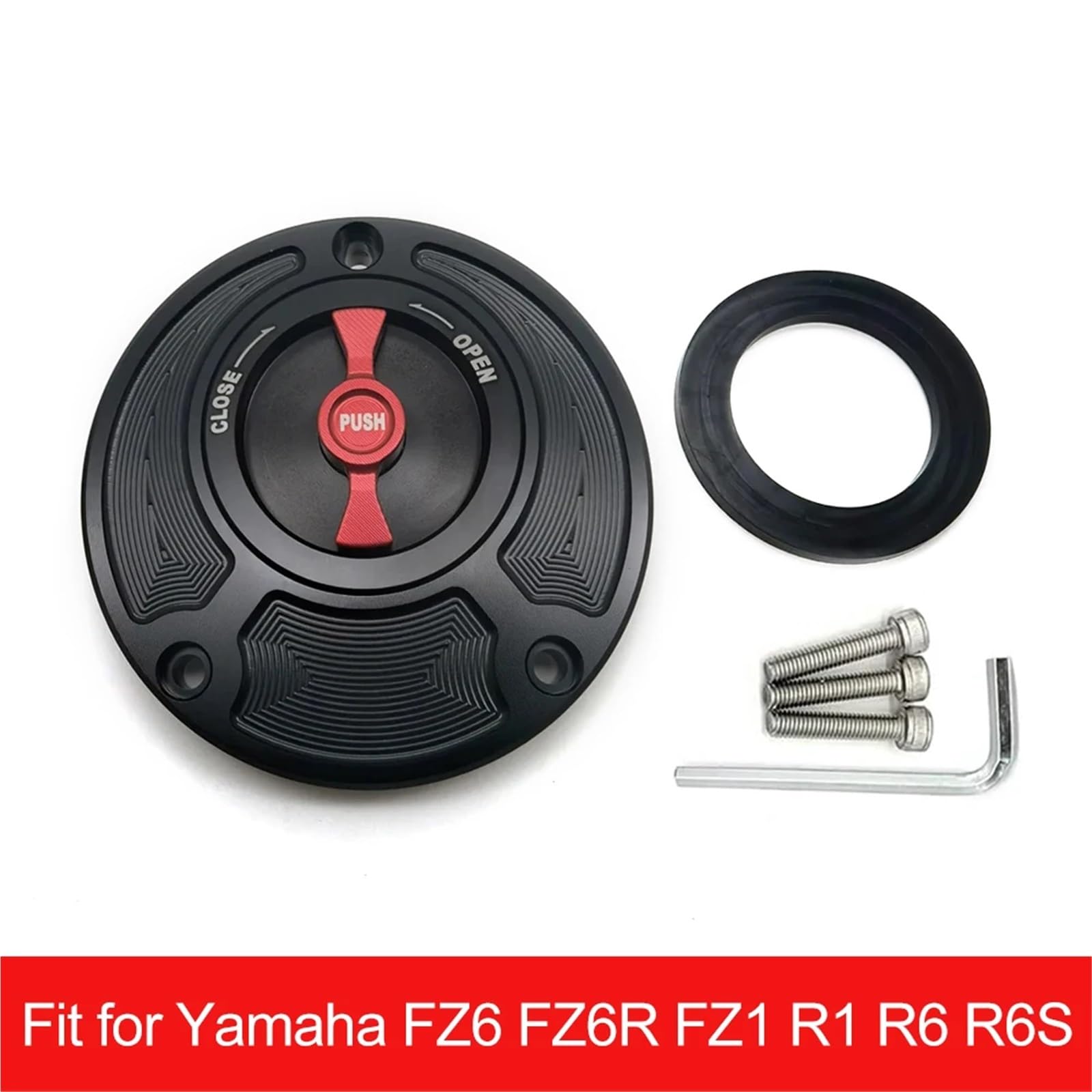 Copertura tappo serbatoio carburante CNC in alluminio, accessori per moto senza chiave, adatti a tutti gli anni, per Yamaha FZ6 FZ6R FZ1 R1 R6 R6S(Gray Black FZ6)