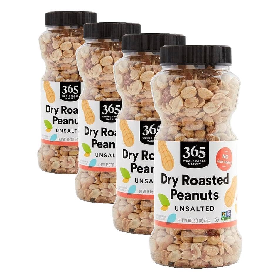 ★365 by WFM, Dry Roasted Unsalted Peanuts, 16oz, 4 jars