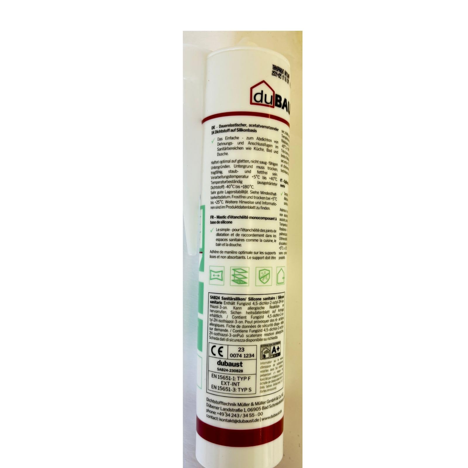 SAB24 Sanitärsilikon Basic elastisch dauernassbeständig schimmelresistent Bad Küche Dusche Feuchträume 300ml Kartusche (grau, 48)