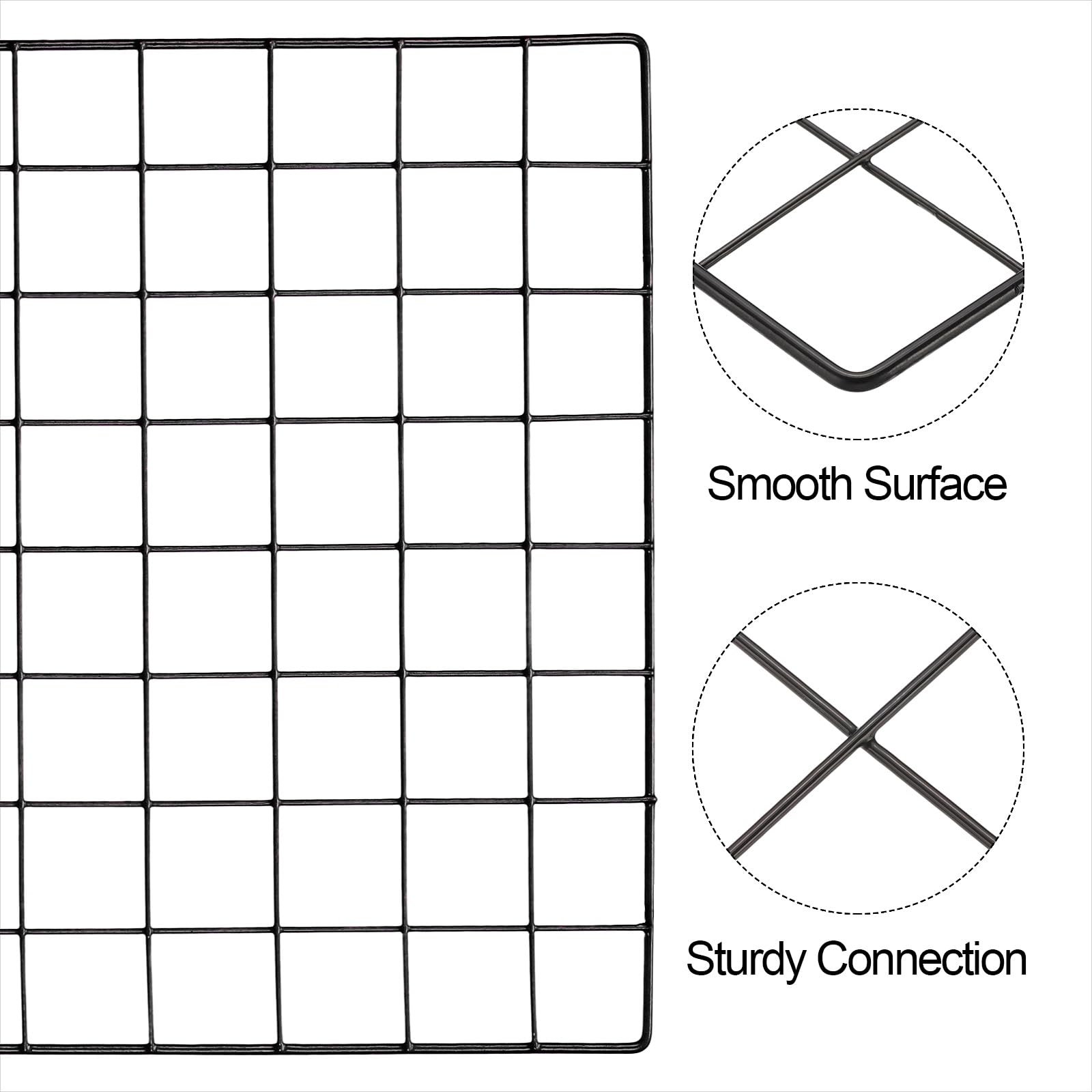 PATIKIL 80x40cm Wire Grid Panel, 2 Pack Board Photo Pictures Memo Display Grid Panels Hanging Organizer Wall Decorative Panel for Home Office Wedding, Black - Image 3