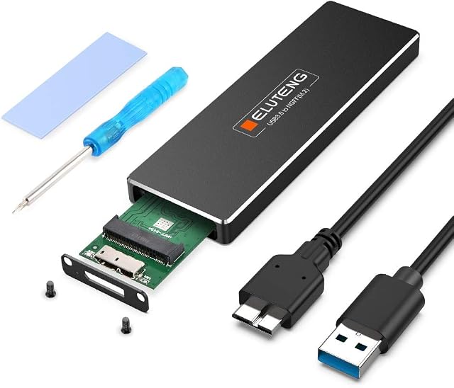ELUTENG M2 NGff SSD Enclosure, (Not for M.2 NVME / mSATA) USB 3.0 Adapter 5 Gbps M.2 NGFF Case Hard Drive Enclosure supports B Key and B+M Key M.2 SATA SSD Box 2230 2242 2260 2280 UASP Support