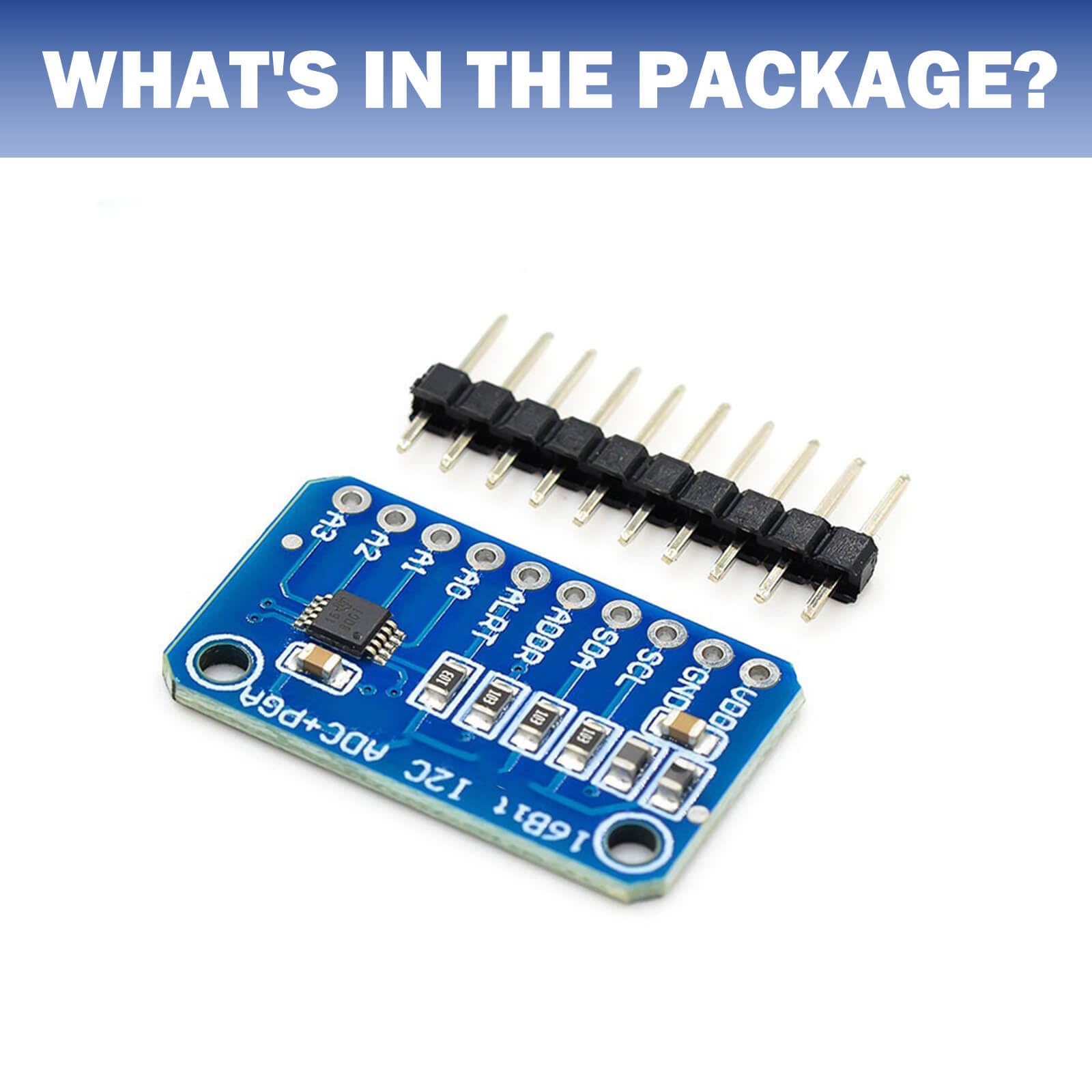 Modulo ADC 1115 ADS – (16 bit) Trasduttore digitale analogico a 4 canali per Arduino & Raspberry Pi – Modulo scheda di sviluppo (5 pezzi)