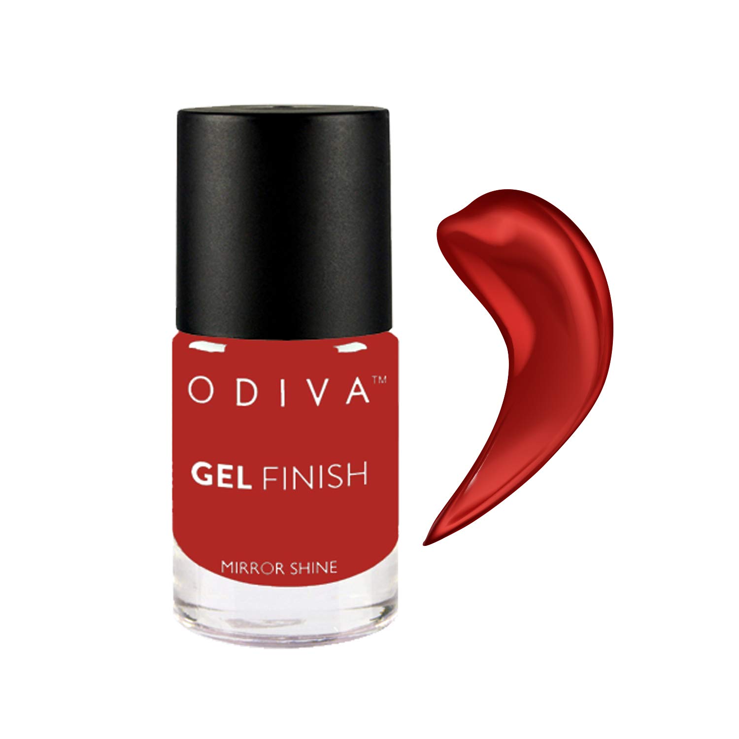 ODIVA Gel Finish Nail Polish Quick Drying, Metallic Finish, Long Lasting, Chip resisting Formula with High Shine & Full Coverage, 11 ML (028 Fiery Red (Dark Red))-image-4