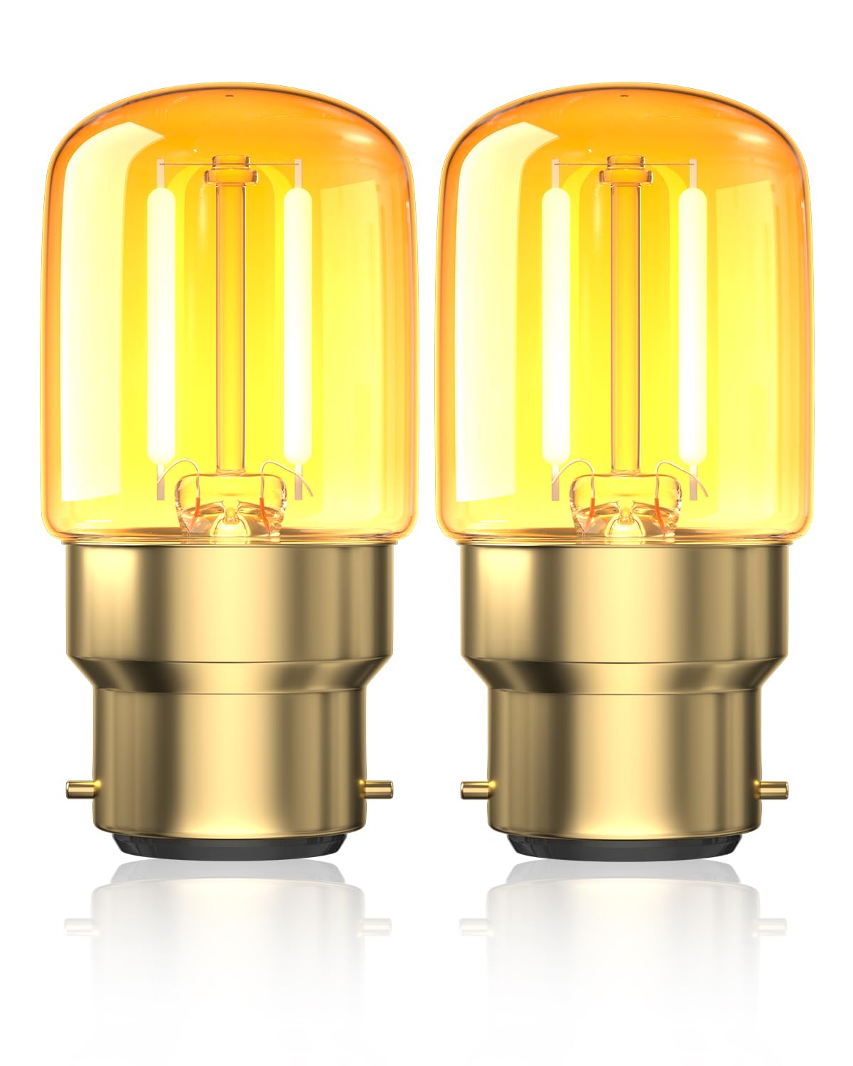 Lamptobe Dimmable B22 Bayonet Night Light Bulb Warm White 2200K,2W Low Watt Light Bulbs(15W Equivalent),Antique Style Retro Amber Glass,T28 Shape for Night Light,Sewing Machine,Appliance Lamps,2 Pack