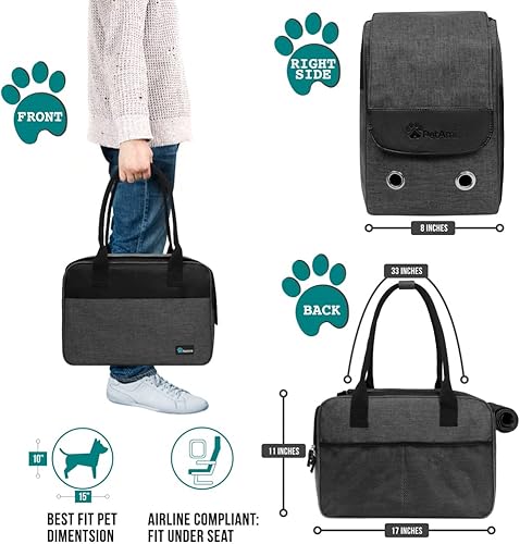 Miniatura 9 de PetAmi Bolsa transportadora para perros pequeños, aprobada por aerolíneas, transportador de mascotas de lados suaves con bolsillos, bolsa de