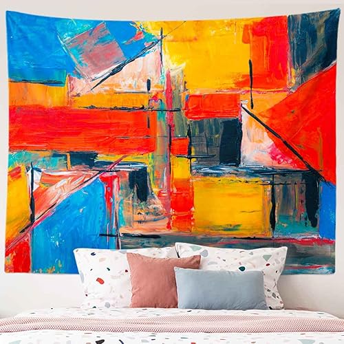 Miniatura 8 de BULOR Tapiz de pintura abstracta, moderno, acuarela, a la moda, rojo y azul, para colgar en la pared, para dormitorio, sala de estar, oficina,