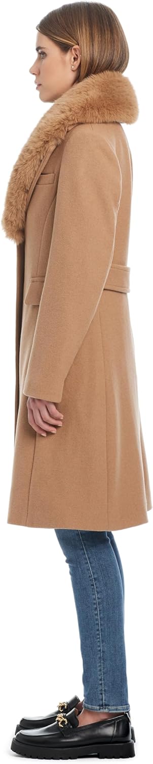 kate spade new york womens Wool Blend Coat With Removable Faux Fur Collar - Image 3