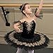 Omfpafeu Black,170, Girls Platter Pancake Tutu Ballerina Party Dress Child Ballet Dance Competition Costume for Birthday Outfit