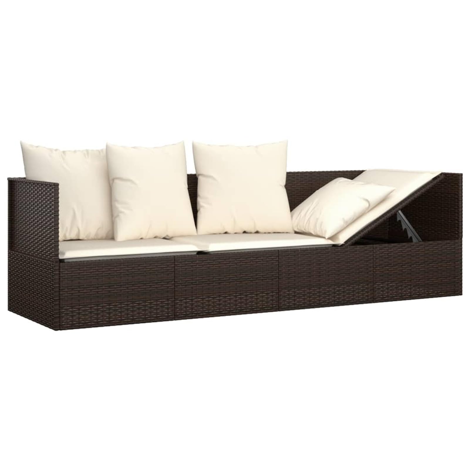 IKAYAA Sofá Jardín 3 Plazas de Ratán, Sofá de Exterior 3 Plazas, Sofas Terraza con Cojines Acolchados, Sofá 3 Plazas para Jardín Patio Terraza Marrón