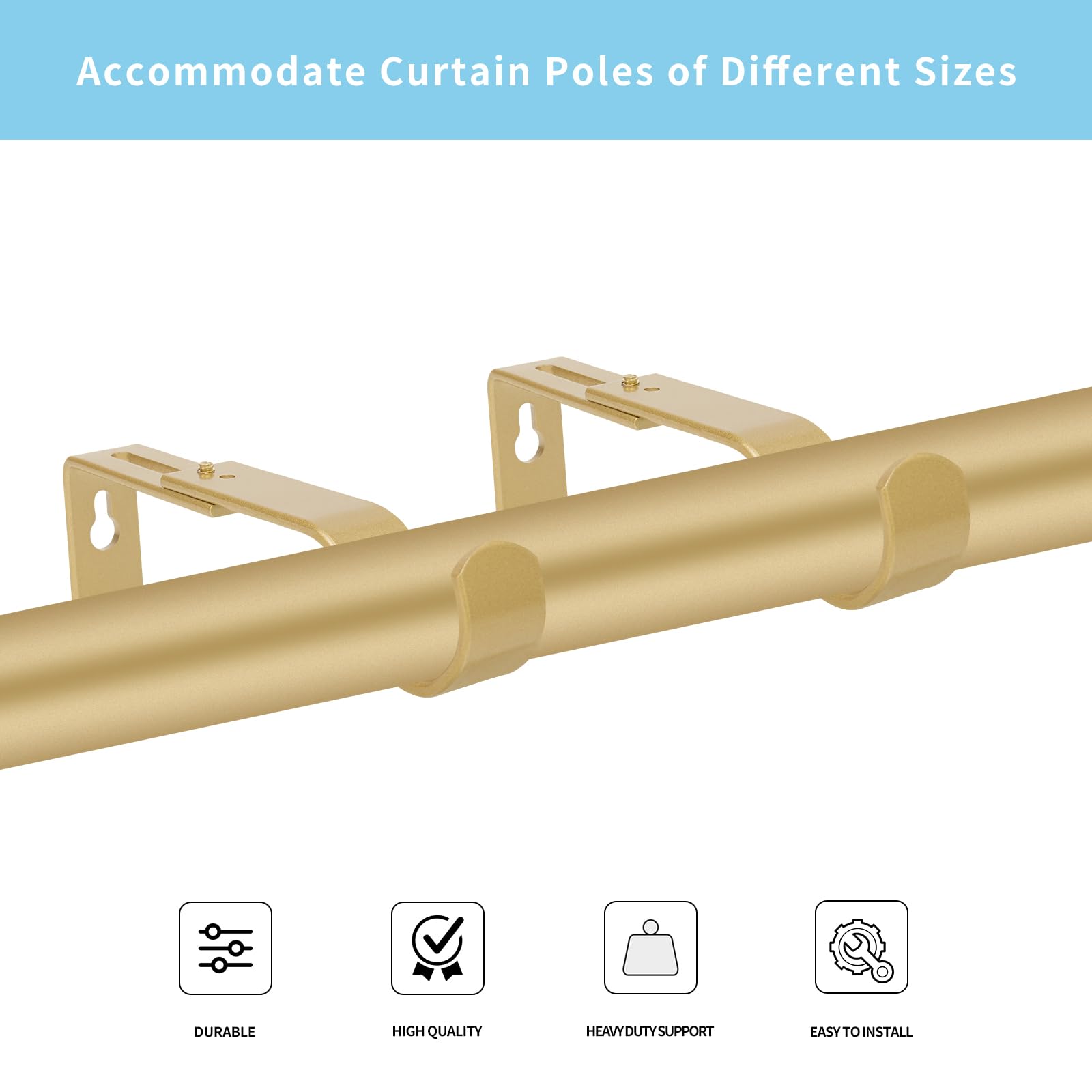 Gold Curtain Rod Brackets - 3 Pack -8