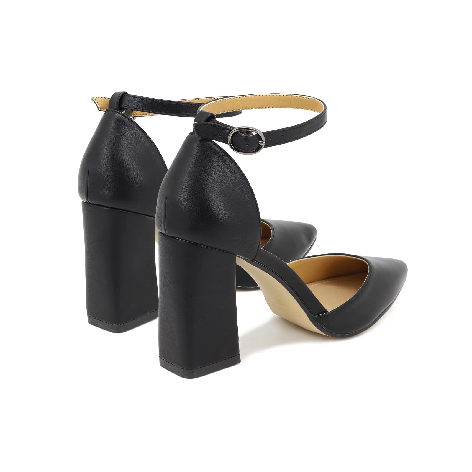 QUEEN HELENA Décolleté Scarpe con Tacco Medio Eleganti a Punta Chiusa con Cinturino Donna ZM9002 Nero 39