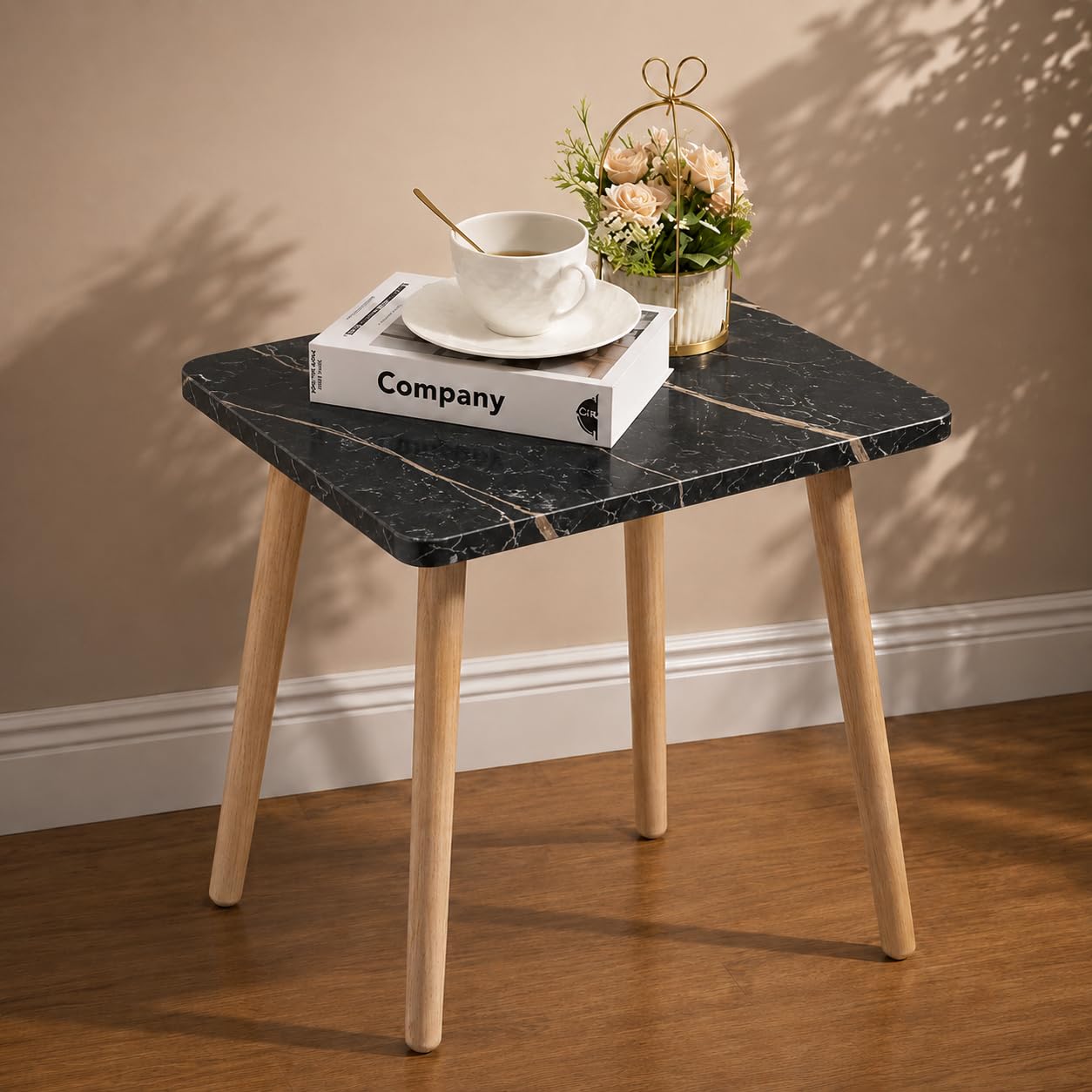 Coffee Table for Living Room, Modern Wooden Center Table with Sturdy Legs, Compact Accent Table for Home & Office (Black)-image-39