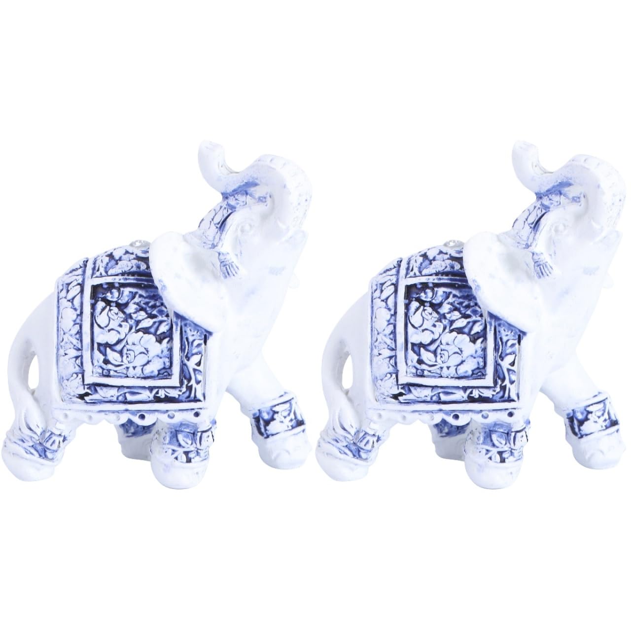 IMIKEYA Elephant Statue Home Decor - Blue and White Ceramic Lucky Elephant Figurine Decorative Ornament for Living Room Table Display Collectible