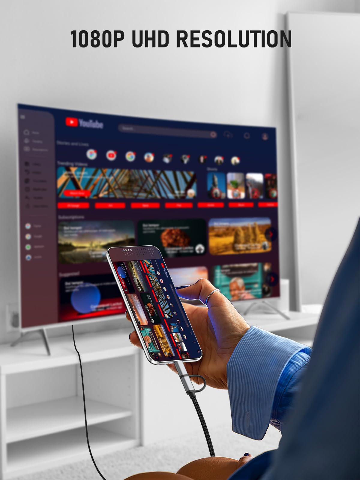 Lemorele Cable USB C a HDMI 2 en 1 Micro USB a HDMI Cable HDMI 1080P 60hz para todos los teléfonos Android/Tablets/USB C iPad TV/proyector