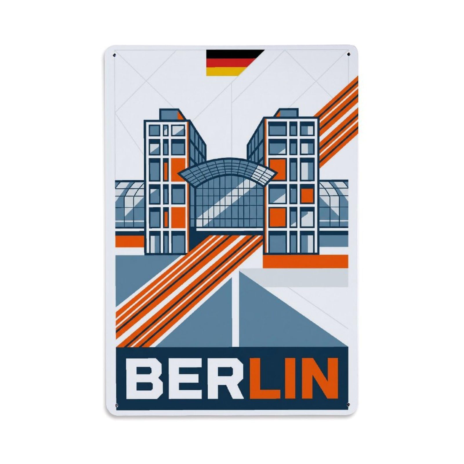 Gead 8X12inch Style Vintage Travel Berlin Germany Excellence Metal Tin Sign