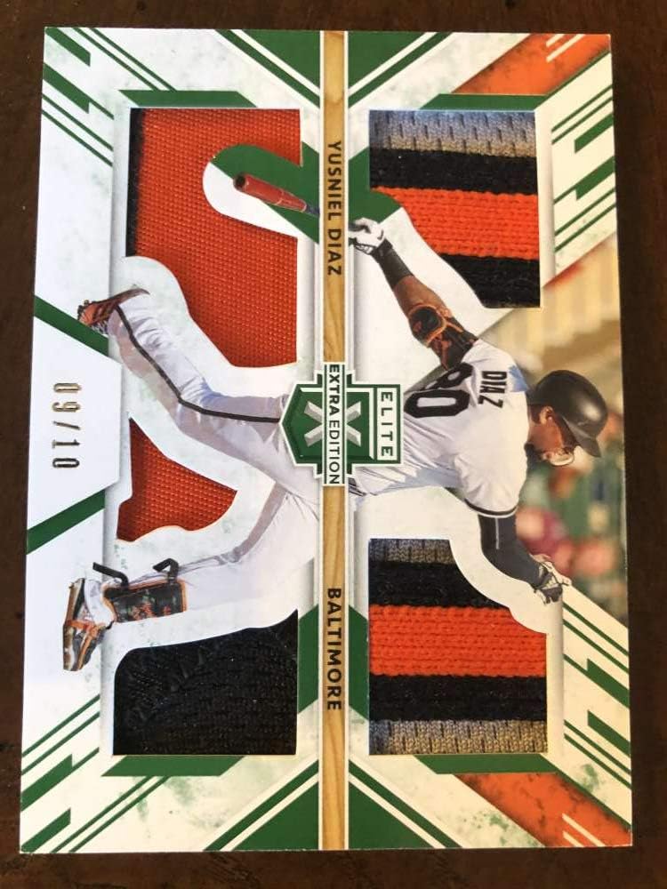 2019 Elite Extra Edition EEE Triple Silhouettes Emerald #13 Yusniel Diaz MEM SER10 Baltimore Orioles Official Collegiate Panini Baseball Card