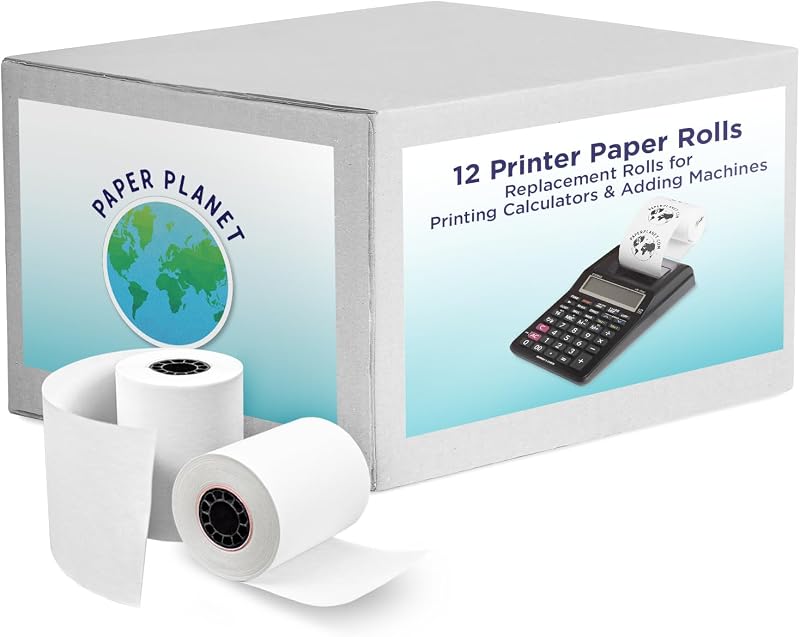 Adding Machine Bond Paper | 12 Rolls | Printing Calculator Rolls, Compatible with Select Canon, Casio, Sharp, and Victor Adding Machines