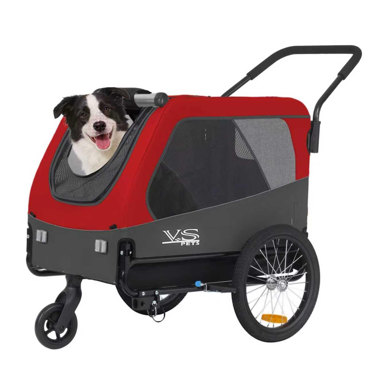 Tiggo VS Pets L Hundeanhänger & Jogger 2-in-1 Hundebuggy, Fahrradanhänger Klappbar,groß ca. 250 Liter Volumen, für Hunde bis 35kg