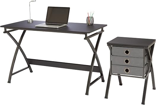 Realspace X-Cross 48 W Computer Desk with File Cabinet, Black