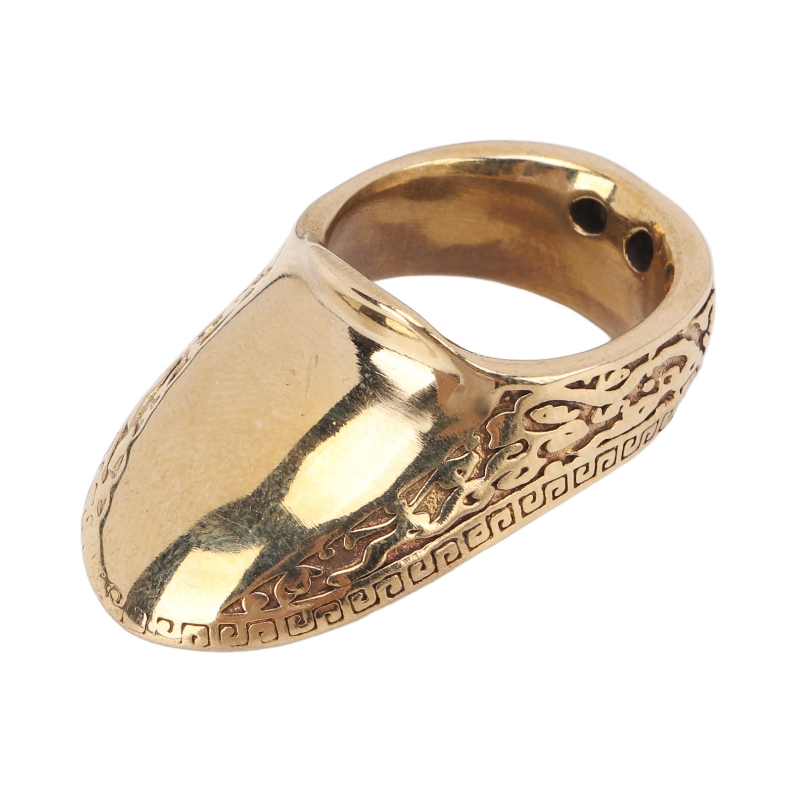 Brass Finger Protector Archery Thumb Rings, Preserve Thumb From Bowstring, Retro Engraving Pattern, Suitable for Archery Enthusiasts (16#)