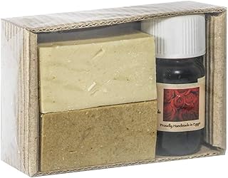 زيت بتلات الورد البلدي مع صابون بزيت الزيتون من نفرتاري 3 قطع