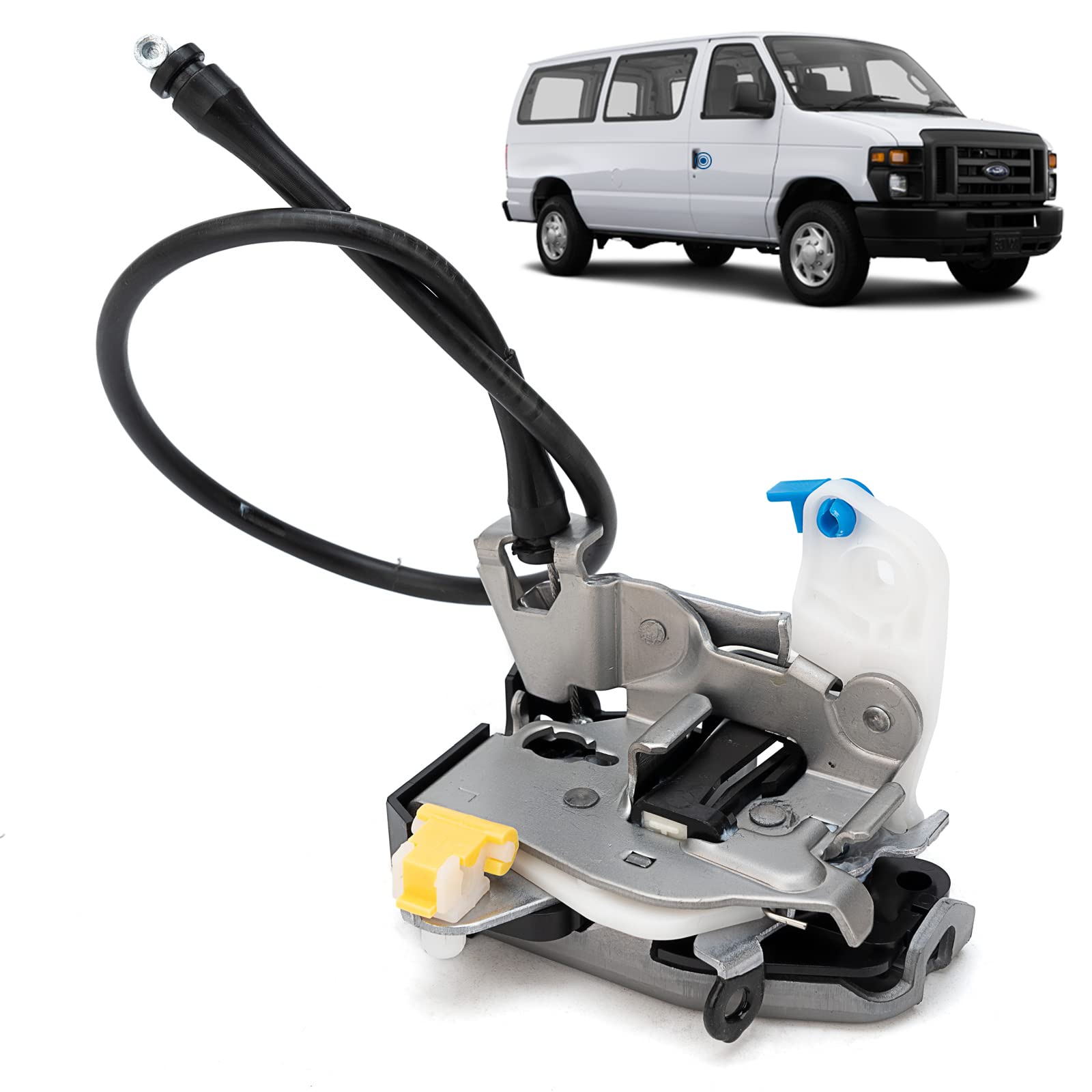 Qagea Front Door Lock Latch Assembly - Right Passenger Side - Fit for 1996-2019 Ford E150 E250 E350 E450 Econoline Van, Replaces# 6C2Z-1521812-A, 6C2Z1521812A