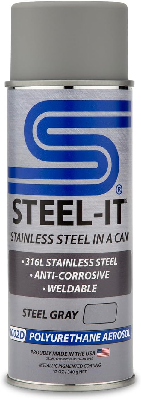 Steel-It Polyurethane Aerosol, Stainless Steel in a Can Protects Against Corrosion, Industrial Paint Coatings, Heat/Wear Resistant, Weldable, Easy to Apply, (6 Cans Steel Gray & 6 Cans Black)