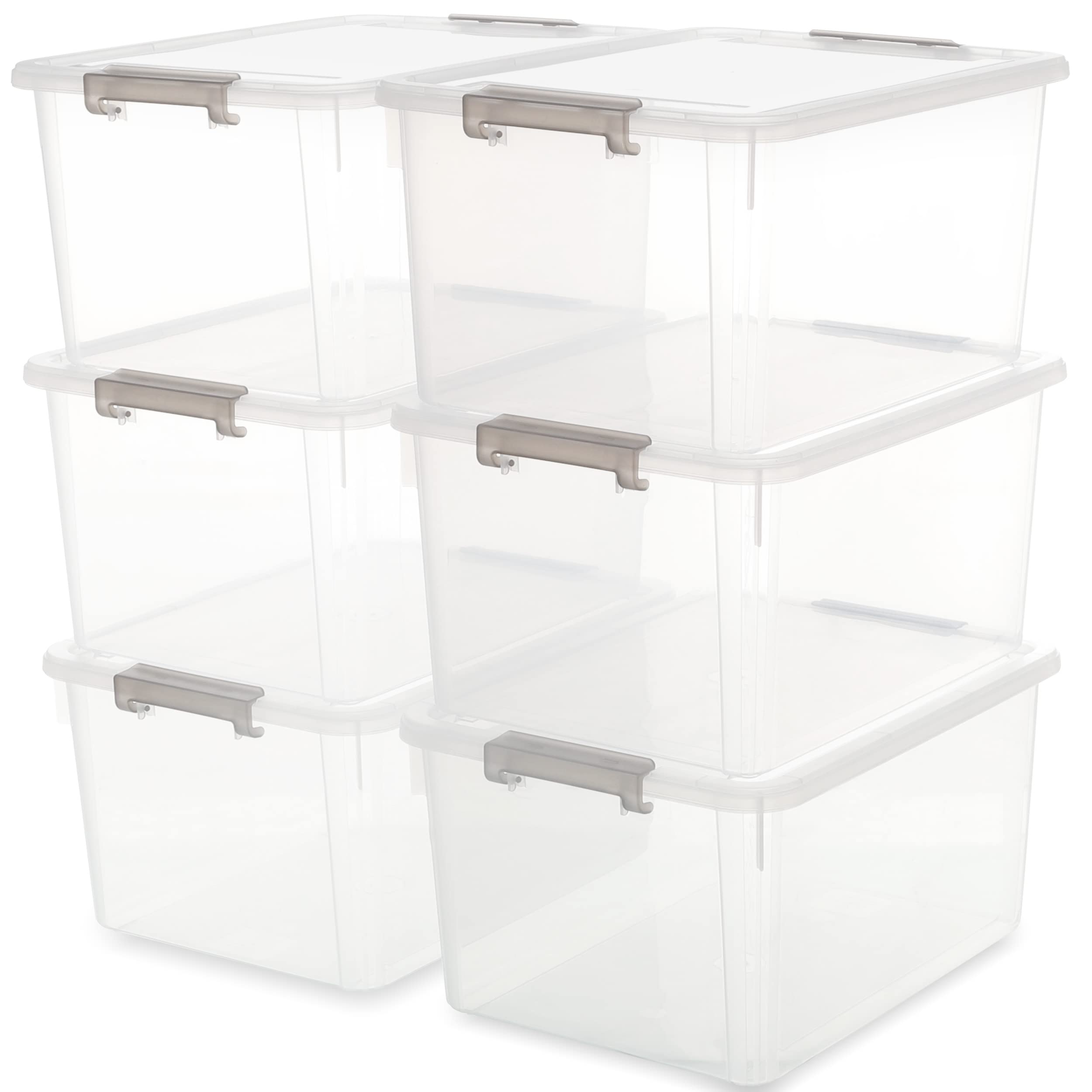 Citylife 6er Set 30L Aufbewahrungsbox mit Deckel Groß, Stapelbar Plastikboxen zum Organisieren Große Kunststoff Boxen für Garage, Schrank, Klassenzimmer, Küche, 45.5X33.5X27cm (LxWxH)