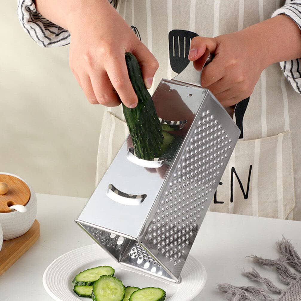 Rallador multifunción de acero inoxidable con mango antideslizante, triturador versátil de verduras y frutas para cortar y rallar fácilmente la cocina 4