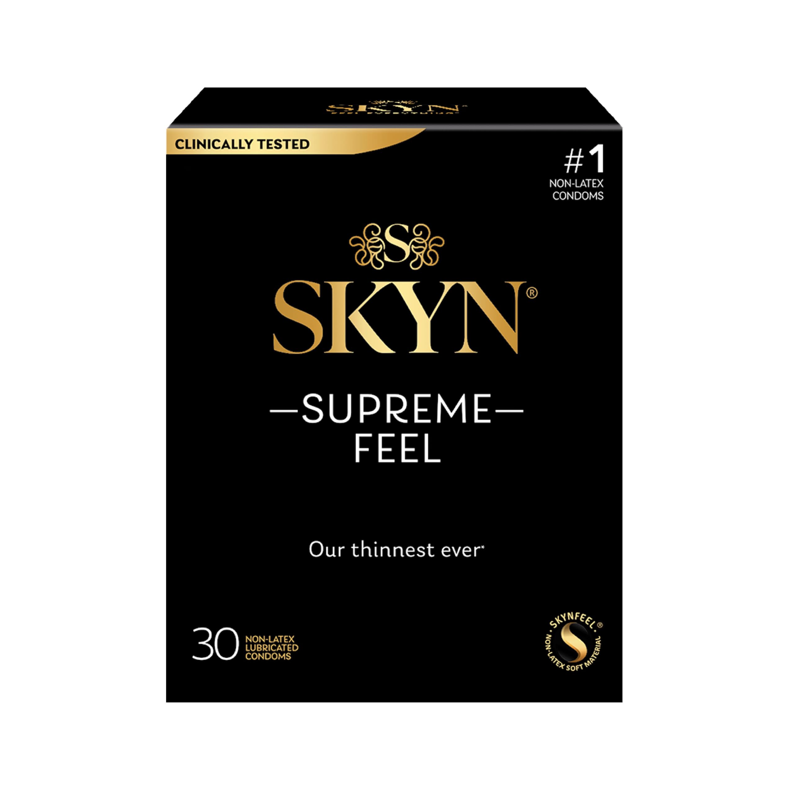 Lifestyles Skyn Polyisoprene Condoms, 12 Count (Pack of 1): SKYN Supreme Feel Non-Latex Condoms, 30 Count, Ultra-Thin & Pre-Lubricated for a Natural, Smooth Fit