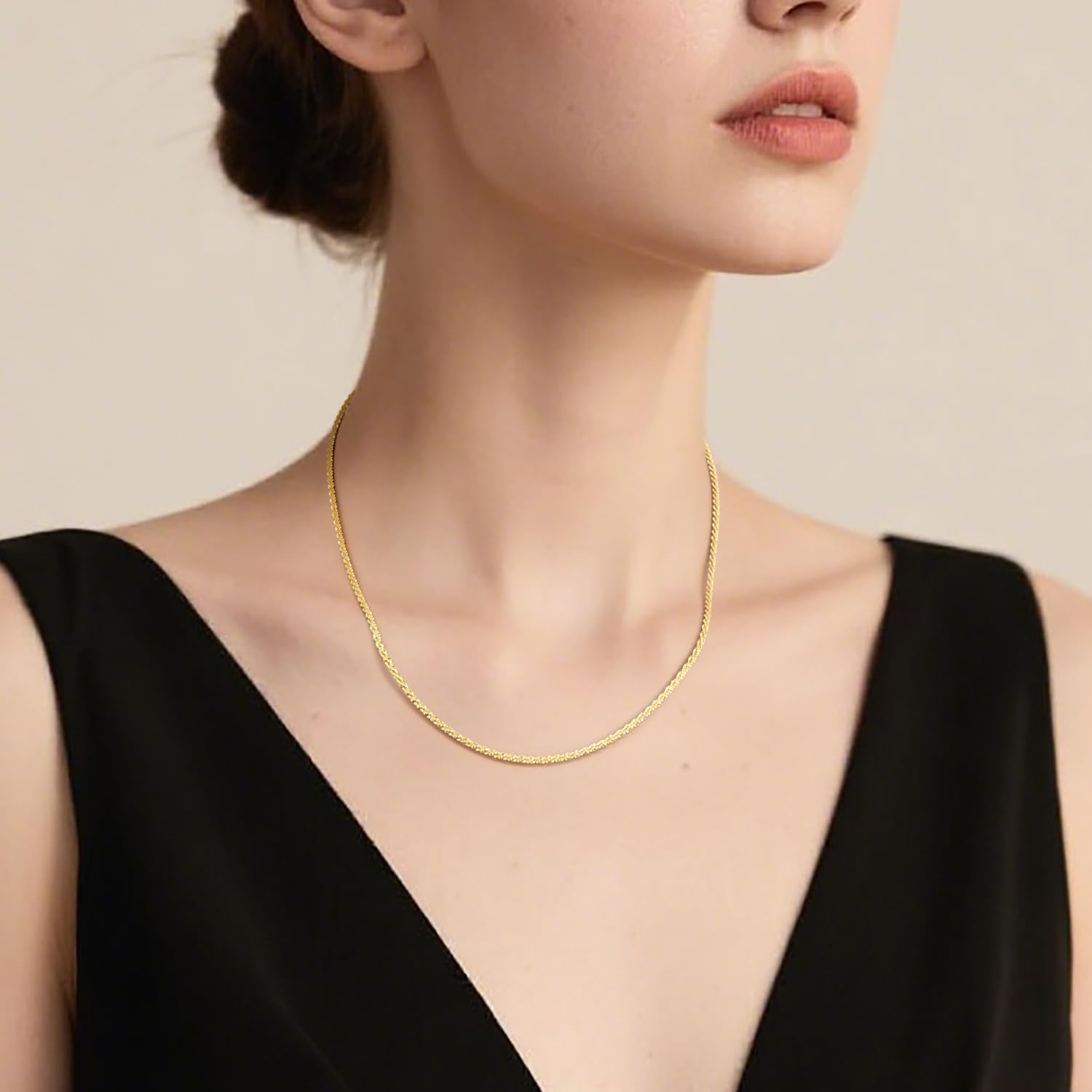 KROMPG Gold Necklaces for Women 14K Gold Necklace for Men Non Tarnish Chic and Minimal Look Byzantine Margarita Chain Dainty Thin Necklace Chain for Women