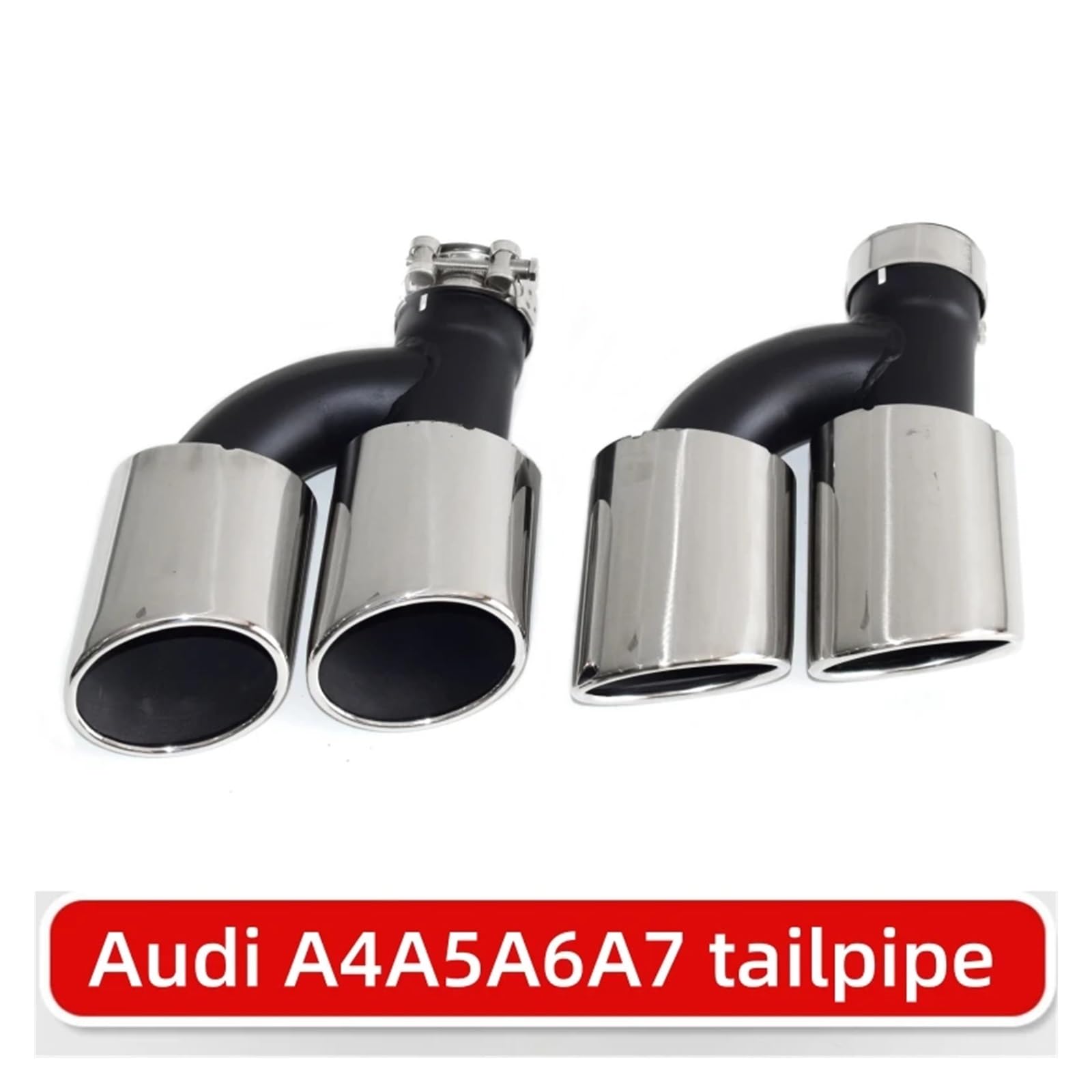 2 szt./zestaw Podwójna rura wydechowa ze stali nierdzewnej z tyłu samochodu kompatybilna z Audi A4 A5 A6 A7 do S4 S5 S6 S7 Czarna końcówka tłumika 60 mm dysza(Army Green)