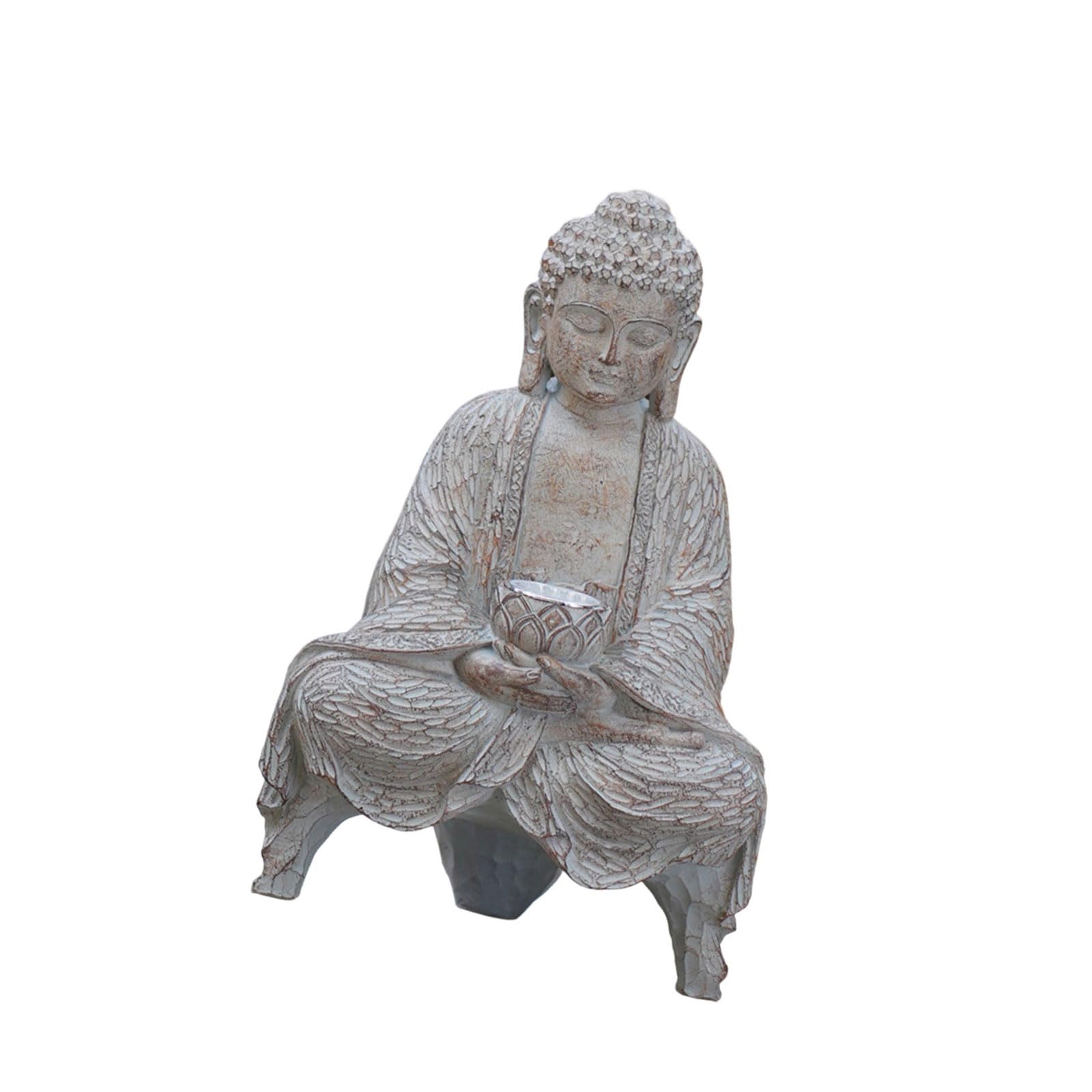 Statue bouddha éclairage solaire extérieur pour baliser les allées