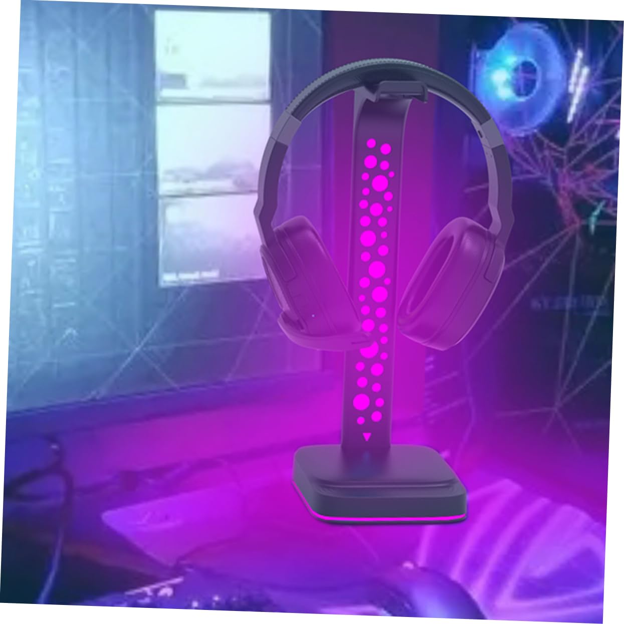jojofuny Supporto Per Cuffie Da Scrivania Luce Led Hub Usb Multiuso Per Supportare Cuffie e Auricolari Design Da Tavolo Per Riporre Per Pc
