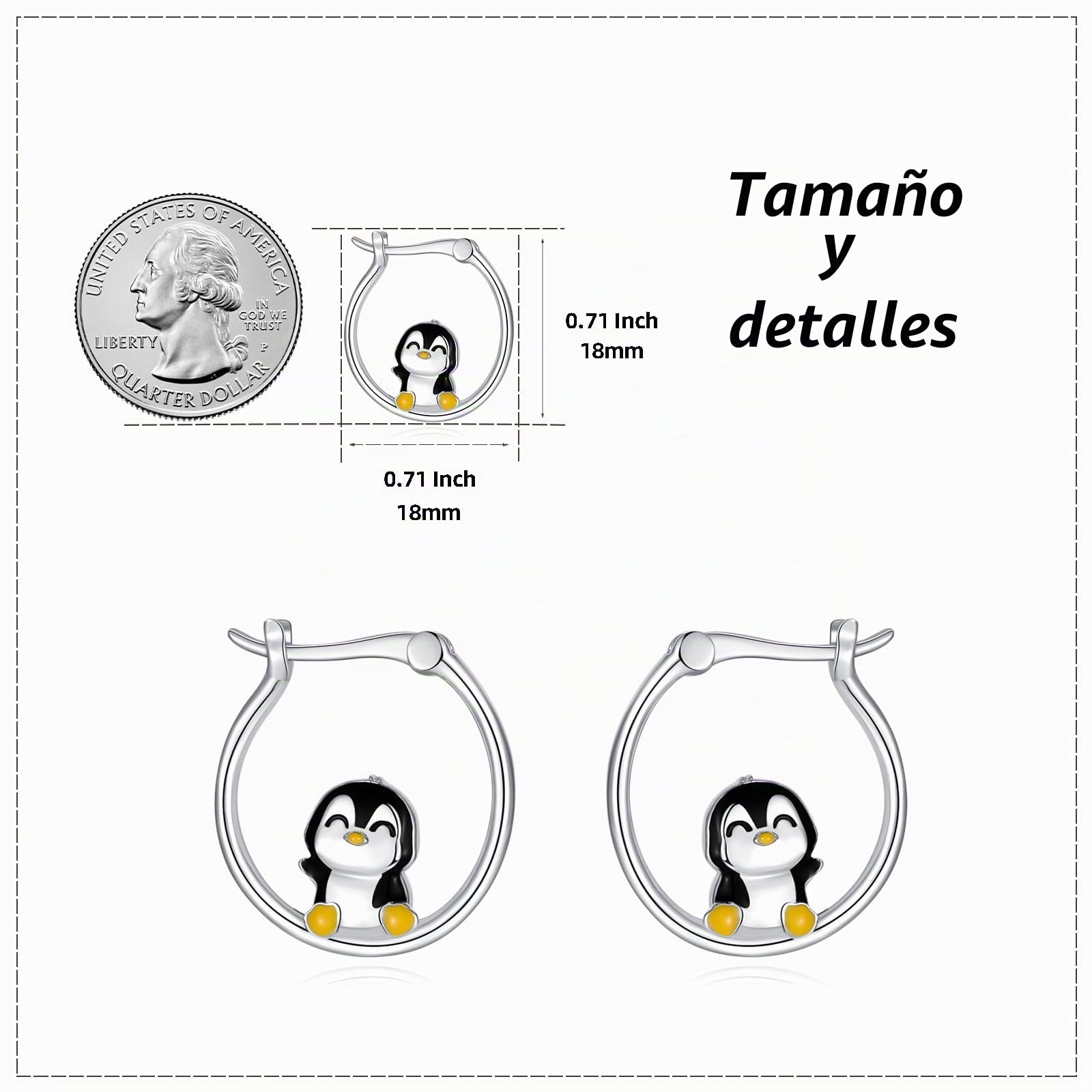 Bonito Animales S925 Plata De Ley Pendientes De Aro Circulares Pendientes De Aro Joyas Regalo Para Mujer ES1