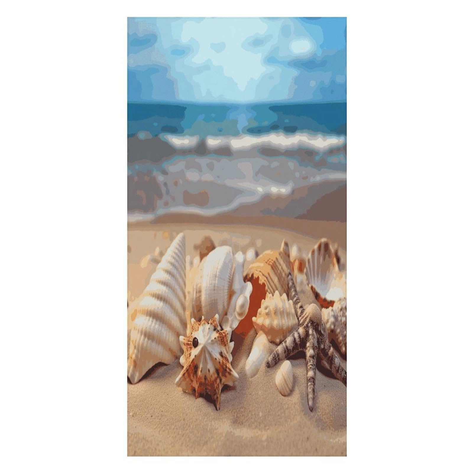 FekiLoot Seashells on The Sandy Beach Beach Towel Oversized Bath Towel Ultra Soft Pool Towel Cozy Swim Towel Silky Lounge Towel Quick Dry Travel Towel Gentle Absorbent Towel for Adults Women Men