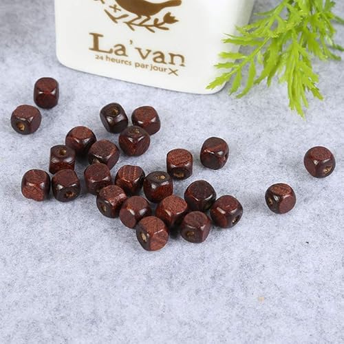 Miniatura 7 de EXCEART 500 cuentas de madera cuadradas, espaciadoras, cuentas sueltas, cubos de joyería, accesorios para manualidades, aretes, pulseras, collares,