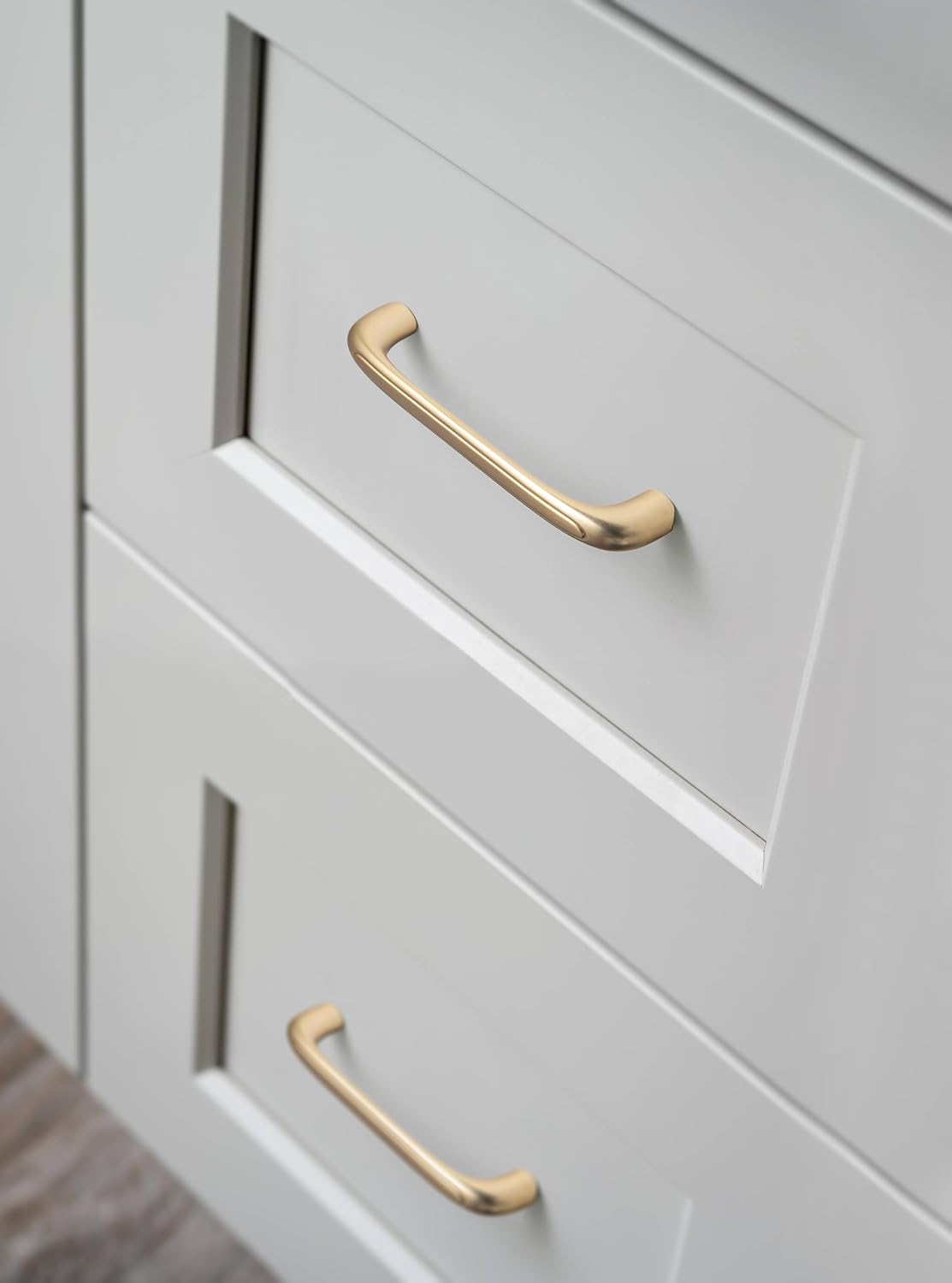 12 Pack Champagne Bronze Cabinet Pulls, 5 Inch Hole Center Modern Curved Drawer Handles, Solid Zinc Alloy Arch Hardware for Kitchen Cupboard, Dresser, Bathroom Vanity