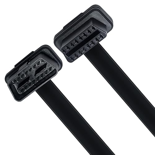Miniatura 5 de DCHAV Cable de extensión OBD2 OBDII, extensor de diagnóstico, cinta plana, 16 pines, macho a hembra, arnés de puerto OBD II de ángulo recto de 3